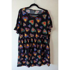 SHEIN Plus Allover Rainbow Heart Print Dress